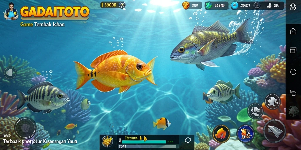 Tampilan gameplay seru dalam GADAITOTO menangkap ikan beragam.