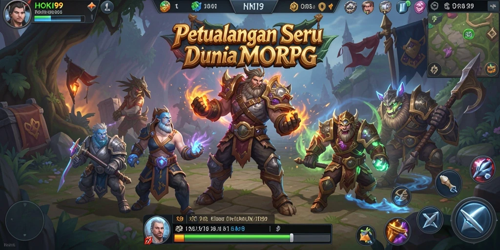 Screenshot HOKI99 menampilkan karakter dalam pertempuran seru di dunia MMORPG.