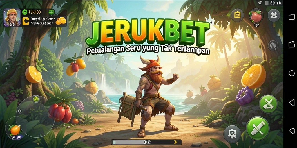 Tangkapan layar utama JERUKBET yang menunjukkan aksi petualangan yang mendebarkan.