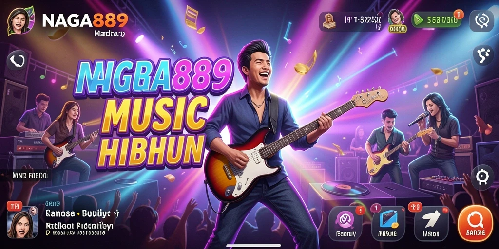 Screenshot gameplay NAGA889 menampilkan antarmuka permainan musik yang interaktif.