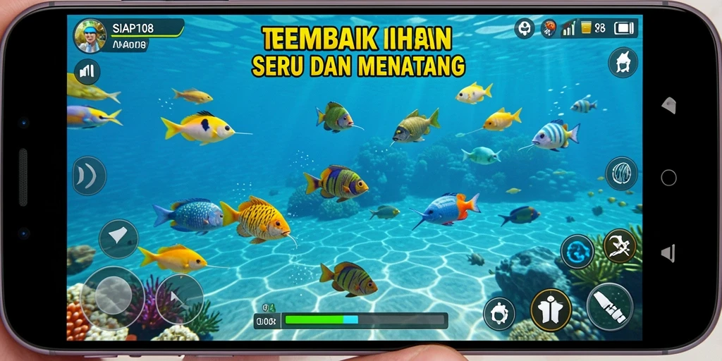 Gameplay seru menembak ikan di dalam laut yang indah.